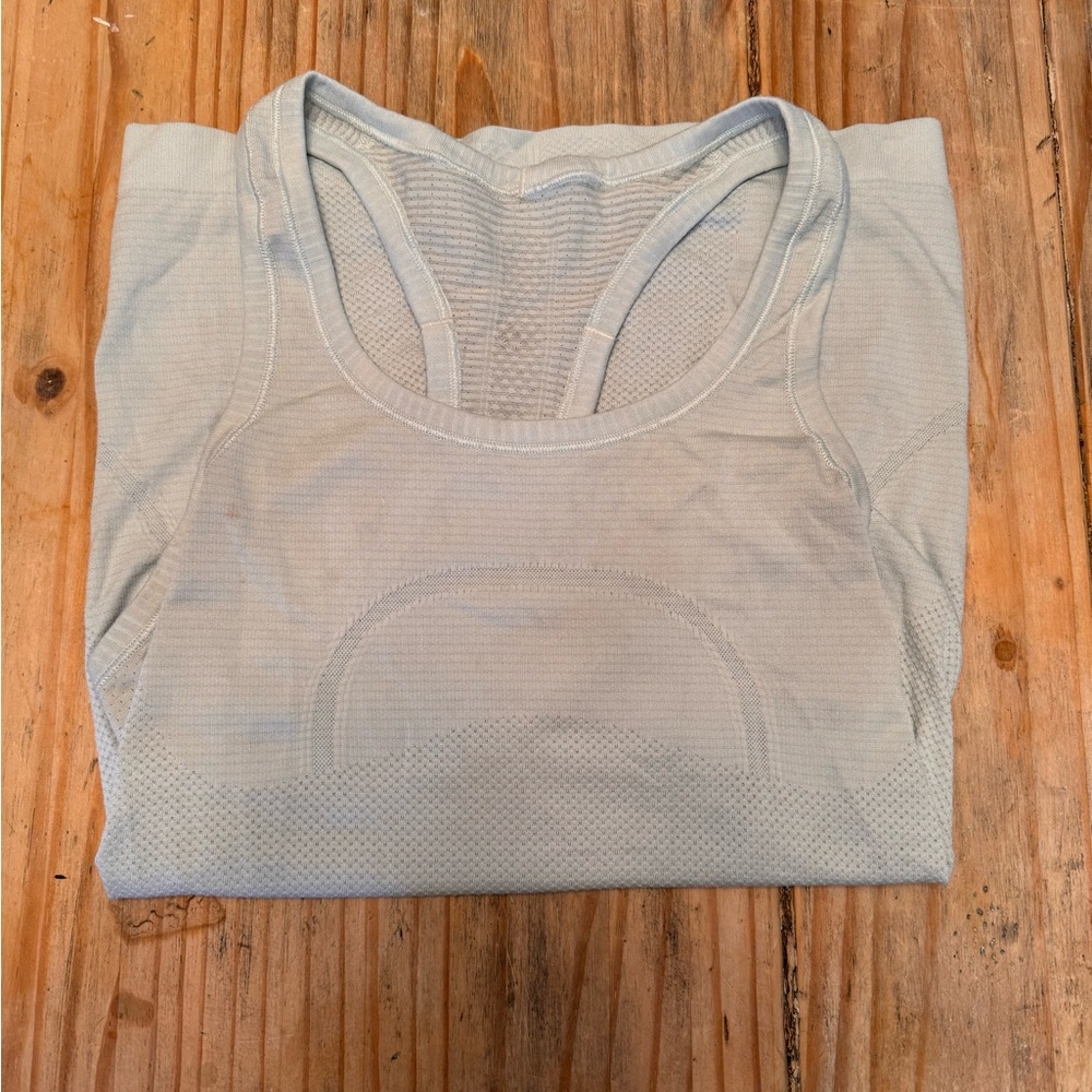 Light blue lululemon swiftly tank top